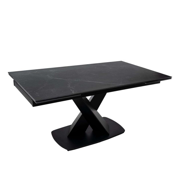  Mesa Ext MAGNUS 160(200/240) cm, Porcelánico / Metal Negro - Vackart