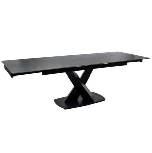  Mesa Ext MAGNUS 160(200/240) cm, Porcelánico / Metal Negro - Vackart 2