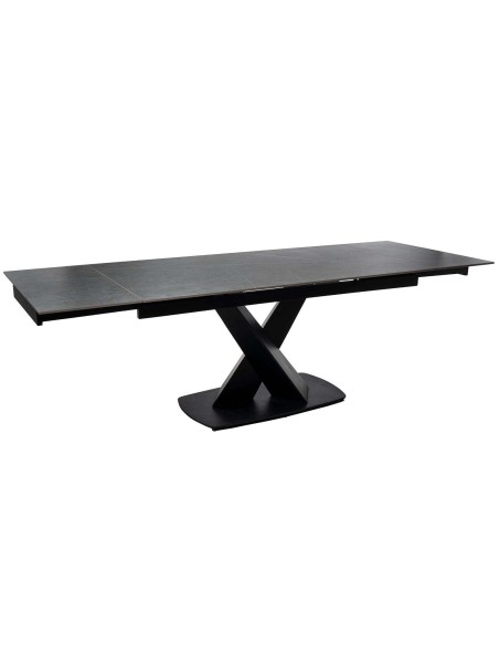  Mesa Ext MAGNUS 160(200/240) cm, Porcelánico / Metal Negro - Vackart