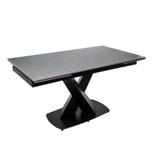 Mesa Ext MAGNUS 180(220/260) cm, Porcelánico Gris / Metal Negro - Vackart. La más exclusiva selección de mesas de diseño, solo en Vackart, tu tienda de diseño.