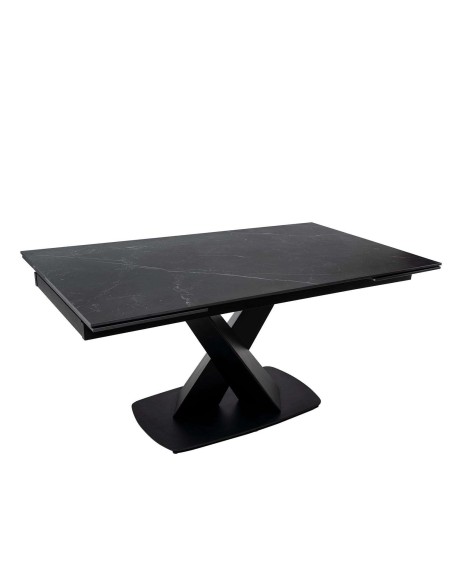 Mesa Ext MAGNUS 180(220/260) cm, Porcelánico / Metal Negro - Vackart