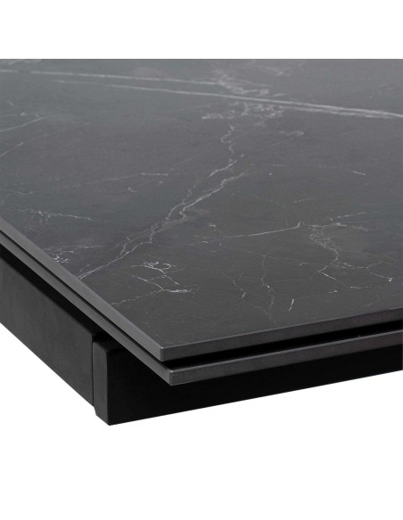 Mesa Ext MAGNUS 180(220/260) cm, Porcelánico / Metal Negro - Vackart