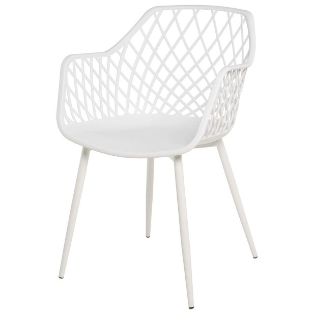 Silla con Brazos GARDINE, Polipropileno / Metal Blanco - Vackart