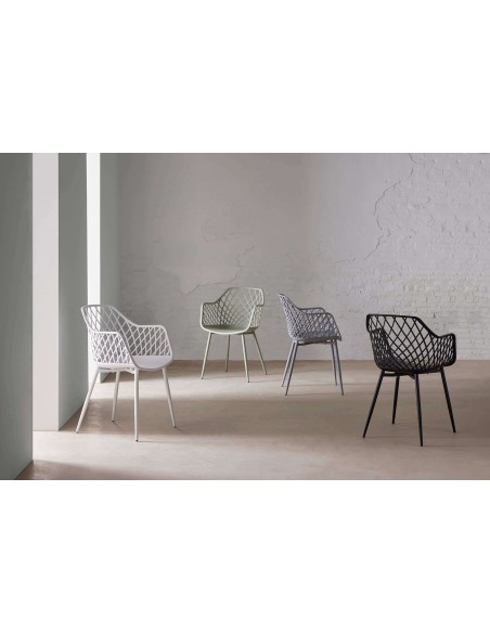 Silla con Brazos GARDINE, Polipropileno / Metal Negro - Vackart