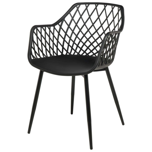 Silla con Brazos GARDINE, Polipropileno / Metal Negro - Vackart