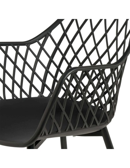 Silla con Brazos GARDINE, Polipropileno / Metal Negro - Vackart