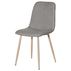 Silla KAREN, Textil Gris Claro / Metal Efecto Madera - Vackart