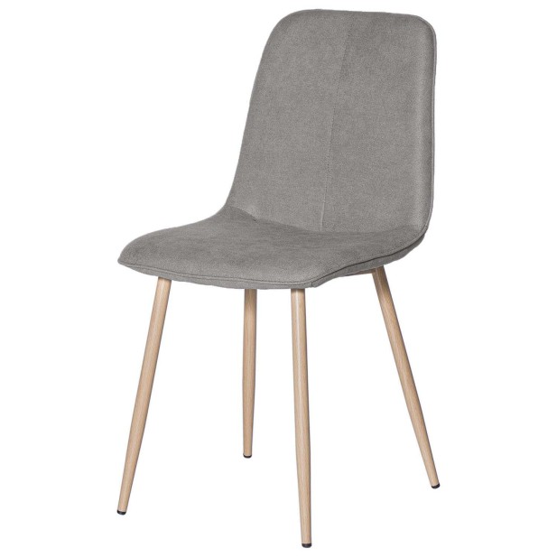 Silla KAREN, Textil Gris Claro / Metal Efecto Madera - Vackart