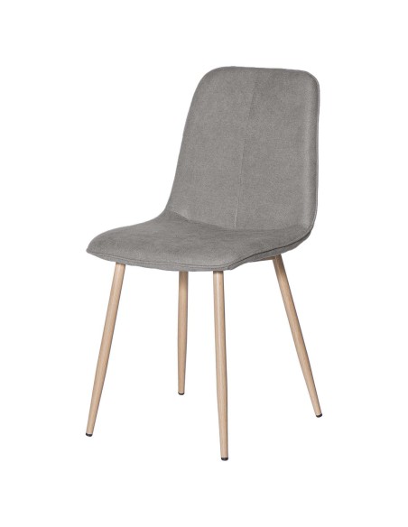 Silla KAREN, Textil Gris Claro / Metal Efecto Madera - Vackart