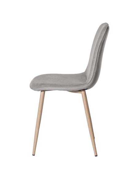 Silla KAREN, Textil Gris Claro / Metal Efecto Madera - Vackart