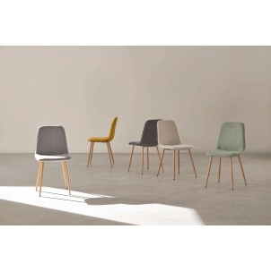 Silla KAREN, Textil Gris Oscuro / Metal Efecto Madera - Vackart 2