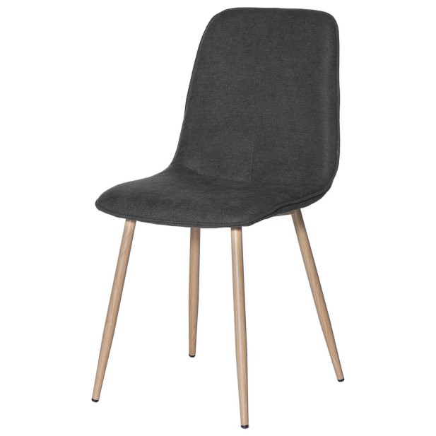 Silla KAREN, Textil Gris Oscuro / Metal Efecto Madera - Vackart