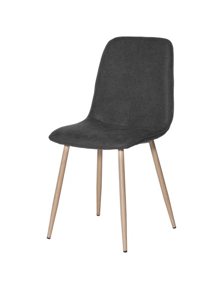 Silla KAREN, Textil Gris Oscuro / Metal Efecto Madera - Vackart