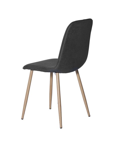 Silla KAREN, Textil Gris Oscuro / Metal Efecto Madera - Vackart