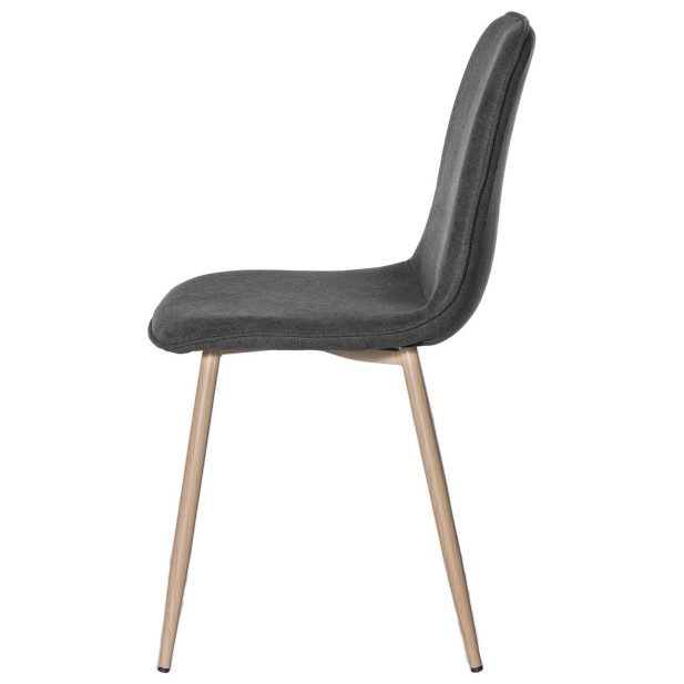 Silla KAREN, Textil Gris Oscuro / Metal Efecto Madera - Vackart