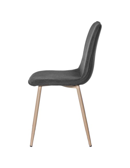 Silla KAREN, Textil Gris Oscuro / Metal Efecto Madera - Vackart