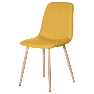 Silla KAREN, Textil Mostaza / Metal Efecto Madera. La más exclusiva selección de sillas de diseño nórdico en Vackart, tu tienda de diseño online.