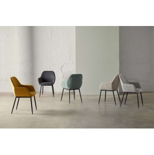 Silla con Brazos NOOR, Textil Beige / Metal Negro - Vackart 2