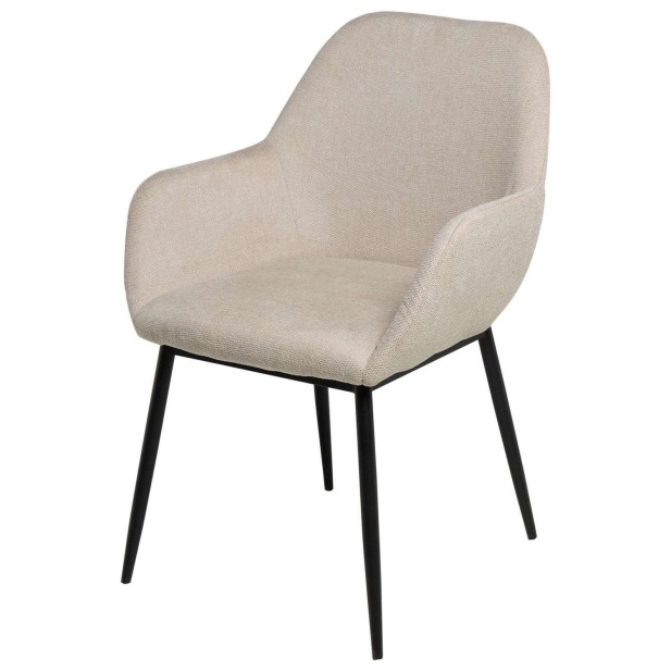 Silla con Brazos NOOR, Textil Beige / Metal Negro - Vackart