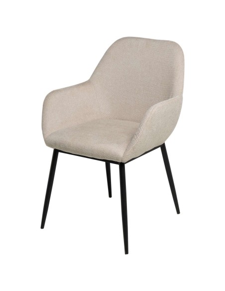 Silla con Brazos NOOR, Textil Beige / Metal Negro - Vackart