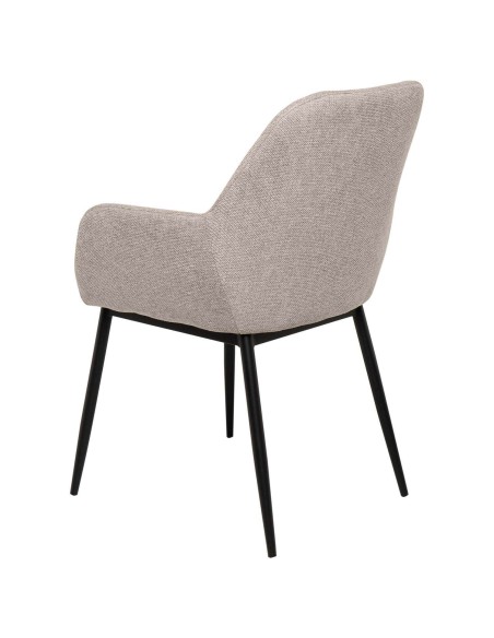 Silla con Brazos NOOR, Textil Beige / Metal Negro - Vackart