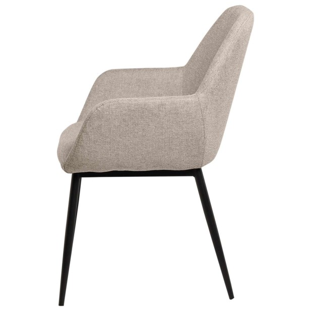 Silla con Brazos NOOR, Textil Beige / Metal Negro - Vackart