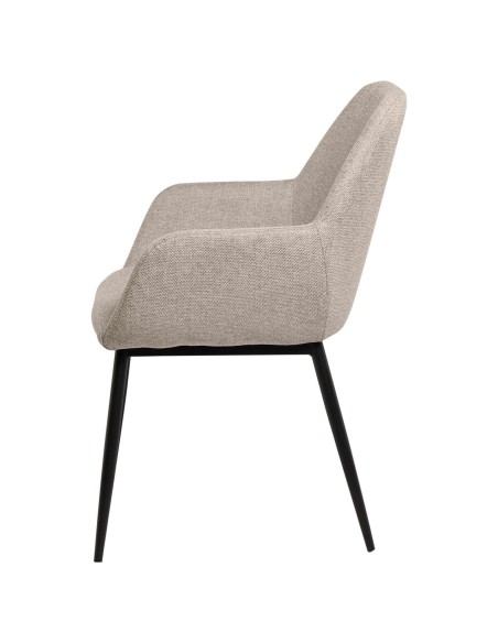 Silla con Brazos NOOR, Textil Beige / Metal Negro - Vackart