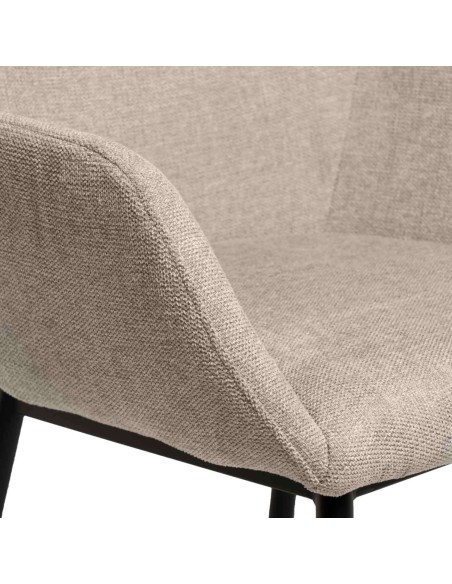 Silla con Brazos NOOR, Textil Beige / Metal Negro - Vackart