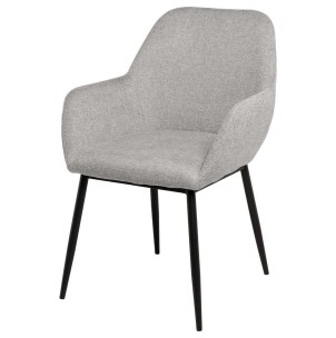 Silla con Brazos NOOR, Textil Gris Claro / Metal Negro - Vackart. La más exclusiva selección de sillas de diseño nórdico en Vackart, tu tienda de diseño online.