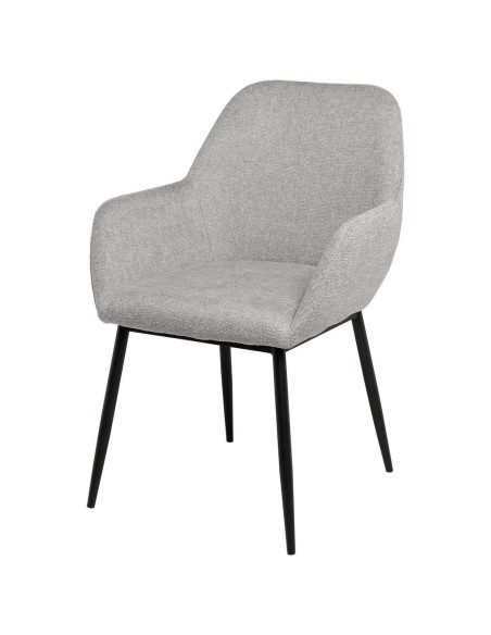 Silla con Brazos NOOR, Textil Gris Claro / Metal Negro - Vackart