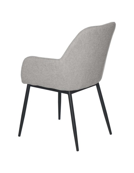 Silla con Brazos NOOR, Textil Gris Claro / Metal Negro - Vackart
