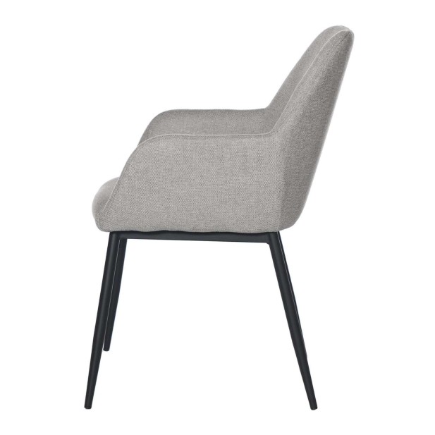 Silla con Brazos NOOR, Textil Gris Claro / Metal Negro - Vackart