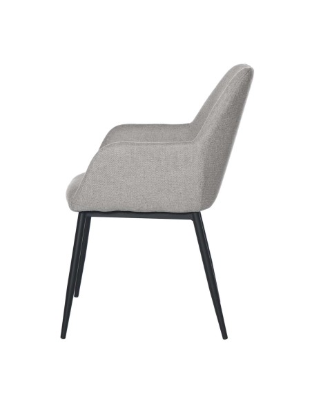Silla con Brazos NOOR, Textil Gris Claro / Metal Negro - Vackart