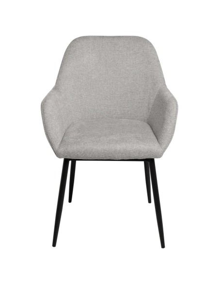 Silla con Brazos NOOR, Textil Gris Claro / Metal Negro - Vackart