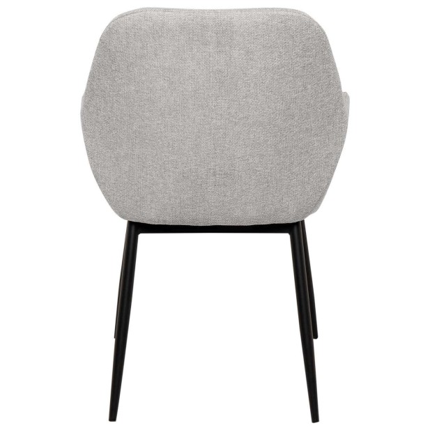 Silla con Brazos NOOR, Textil Gris Claro / Metal Negro - Vackart