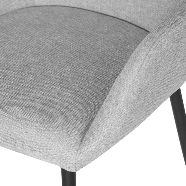 Silla con Brazos NOOR, Textil Gris Claro / Metal Negro - Vackart