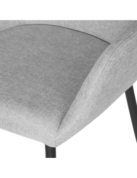 Silla con Brazos NOOR, Textil Gris Claro / Metal Negro - Vackart