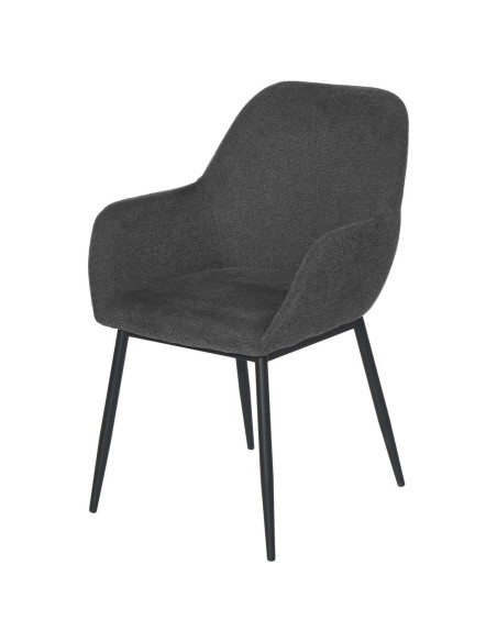 Silla con Brazos NOOR, Textil Gris Oscuro / Metal Negro - Vackart