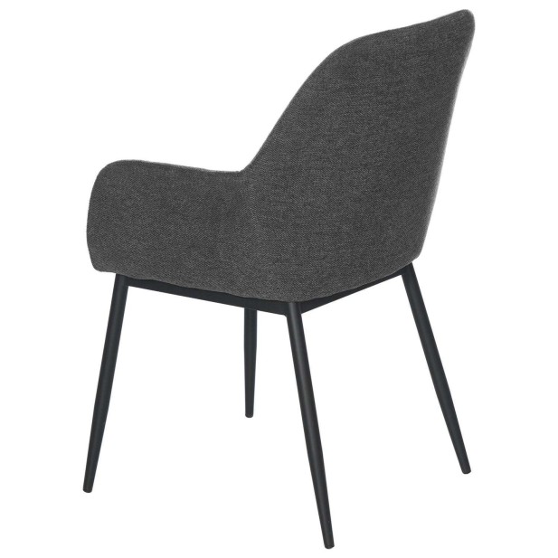 Silla con Brazos NOOR, Textil Gris Oscuro / Metal Negro - Vackart