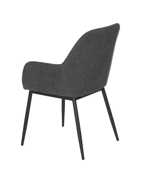 Silla con Brazos NOOR, Textil Gris Oscuro / Metal Negro - Vackart
