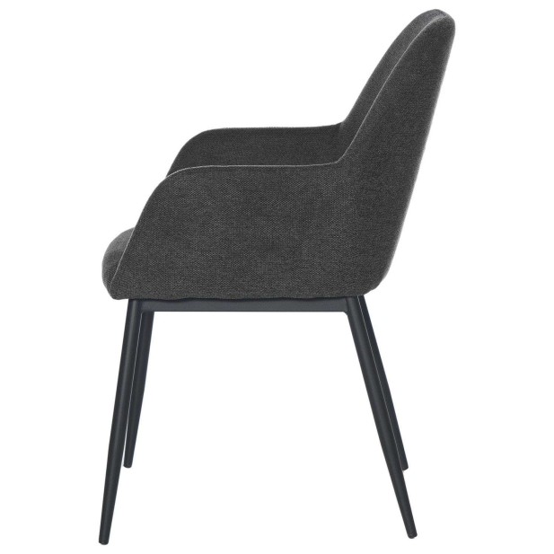 Silla con Brazos NOOR, Textil Gris Oscuro / Metal Negro - Vackart