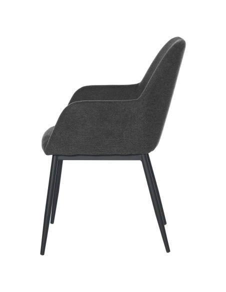 Silla con Brazos NOOR, Textil Gris Oscuro / Metal Negro - Vackart