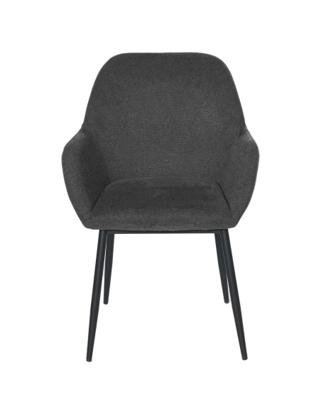 Silla con Brazos NOOR, Textil Gris Oscuro / Metal Negro - Vackart