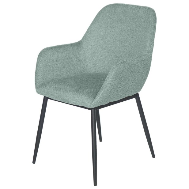 Silla con Brazos NOOR, Textil Menta / Metal Negro - Vackart