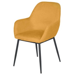 Silla con Brazos NOOR, Textil Mostaza / Metal Negro - Vackart. La más exclusiva selección de sillas de diseño nórdico en Vackart, tu tienda de diseño online.