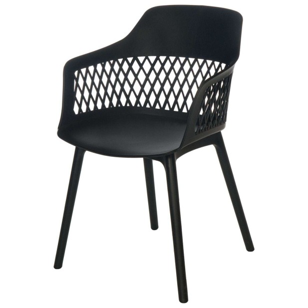 Silla con Brazos TOSH, Polipropileno Negro - Vackart