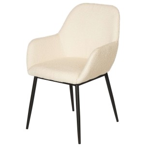 Silla con Brazos KAJ, Textil Blanco / Metal Negro - Vackart. La más exclusiva selección de sillas de diseño nórdico en Vackart, tu tienda de diseño online.