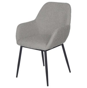 Silla con Brazos KAJ, Textil Gris Claro / Metal Negro - Vackart. La más exclusiva selección de sillas de diseño nórdico en Vackart, tu tienda de diseño online.
