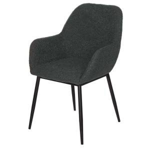 Silla con Brazos KAJ, Textil Gris Oscuro / Metal Negro - Vackart. La más exclusiva selección de sillas de diseño nórdico en Vackart, tu tienda de diseño online.