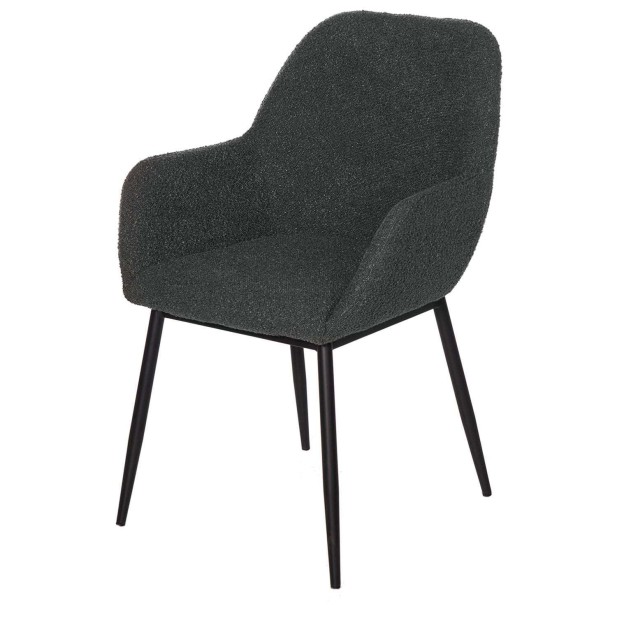 Silla con Brazos KAJ, Textil Gris Oscuro / Metal Negro - Vackart